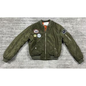 Angel Kiss Los Angeles Jacket Womens Large Green Moto Patches Full Zip